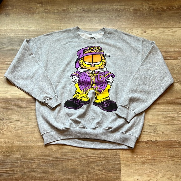 Garfield Other - Garfield gray crew neck sweatshirt men fro t back logo size Large